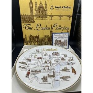 Royal Chelsea Bone China London Collection Plate, London Today, 10.5"